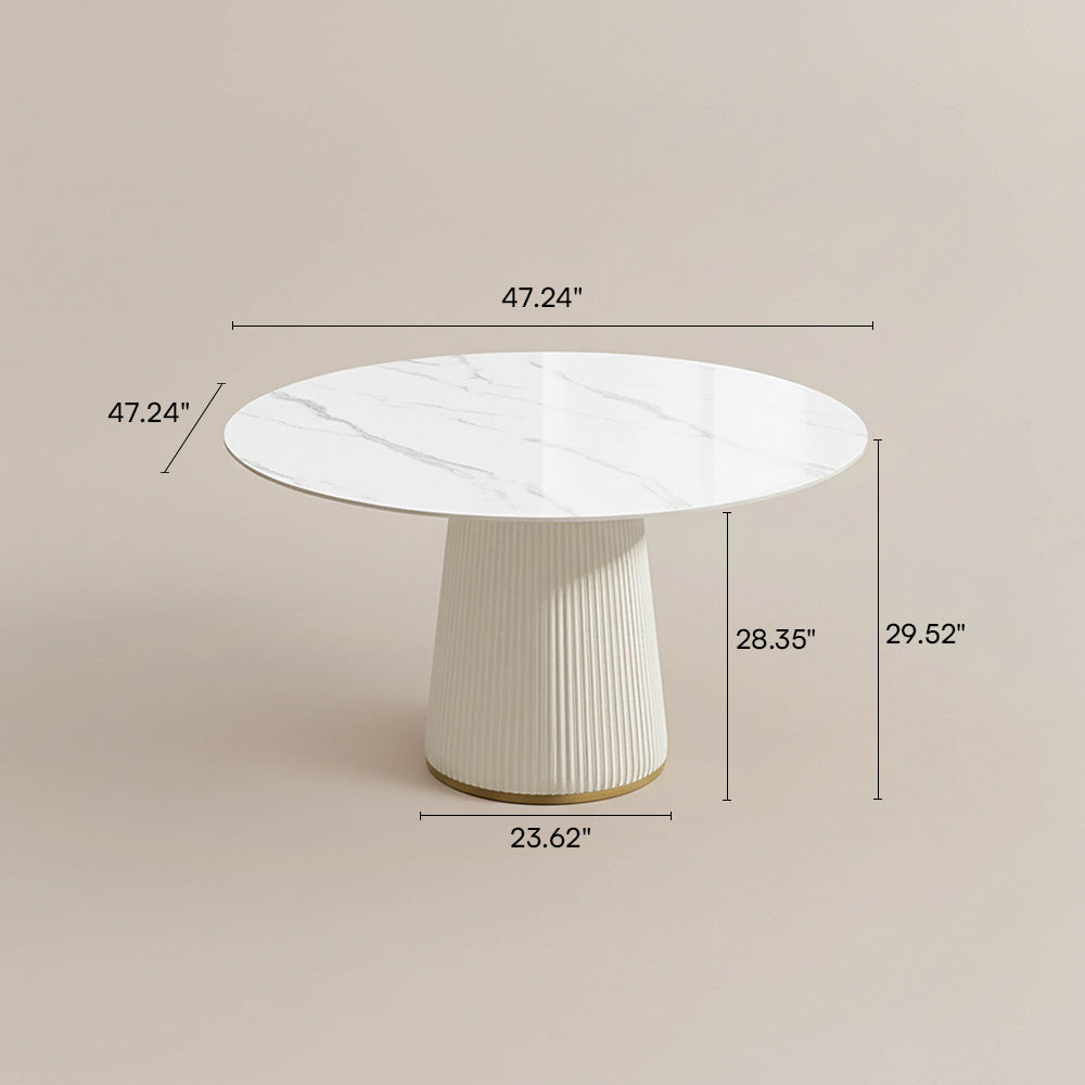 POVISON Lira DT8014 Round Dining Table Sintered Stone White