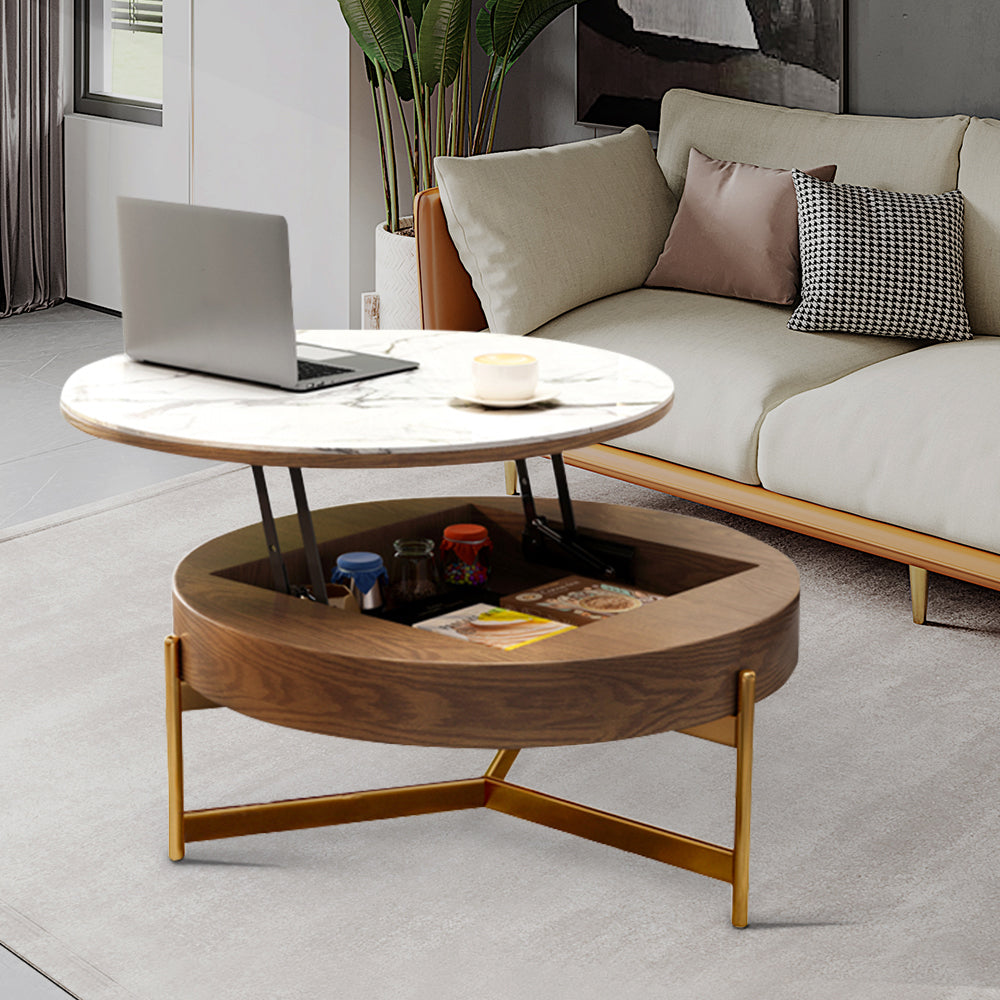 POVISON Lift-Top Coffee Table with Storage Sintered Stone 80cm