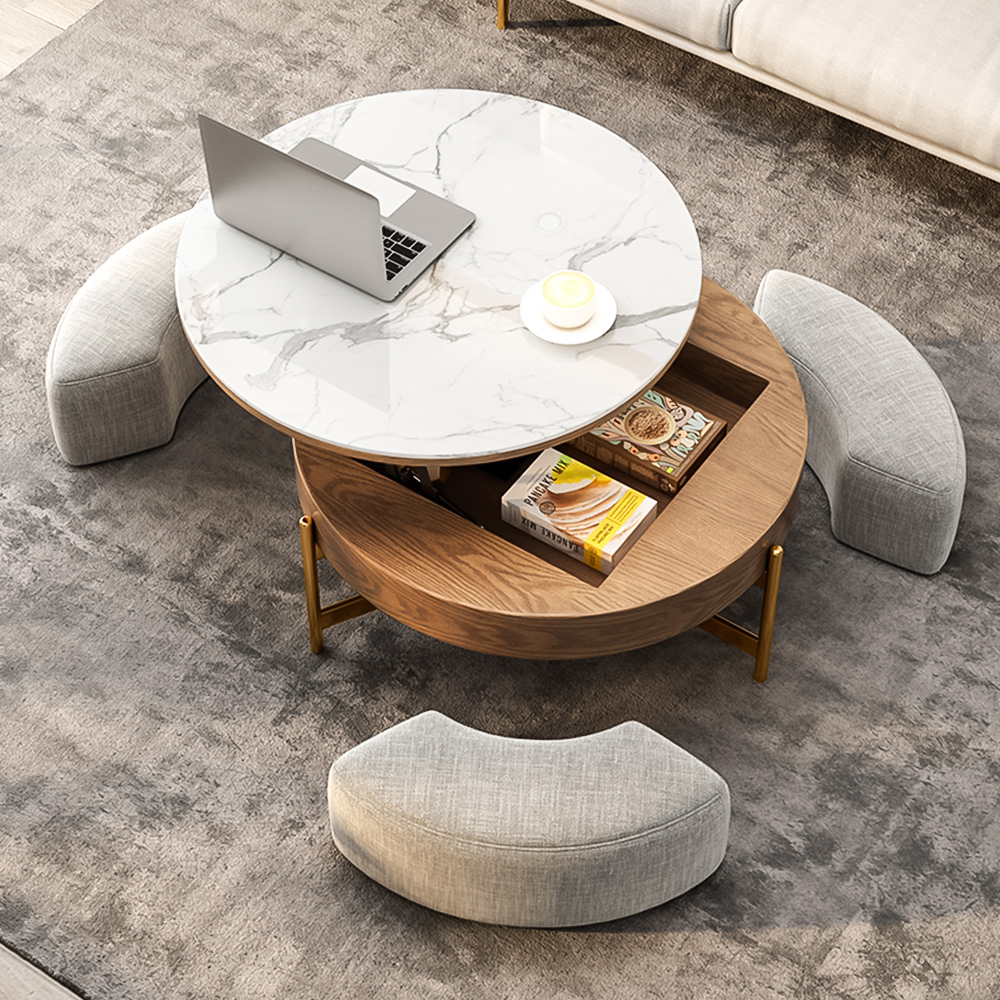 POVISON Lift-Top Coffee Table with Storage Sintered Stone 80cm