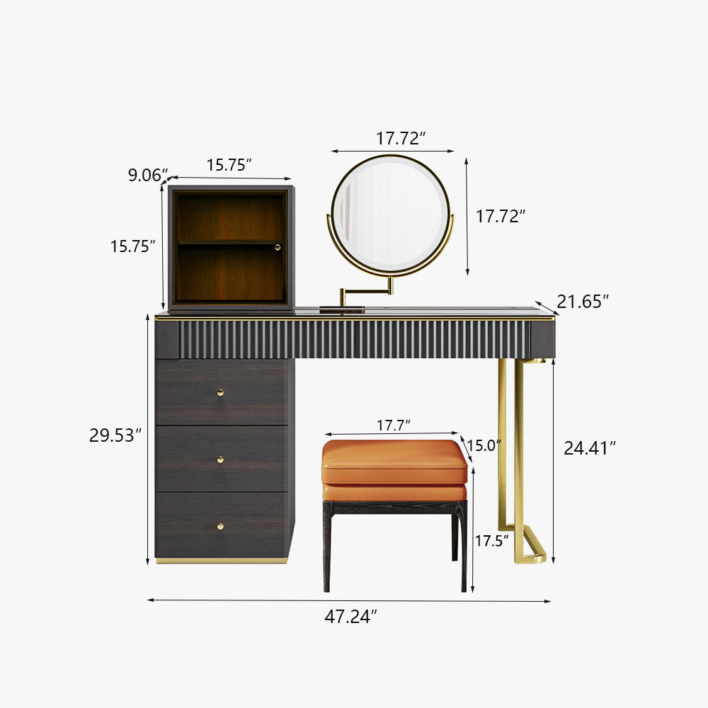 POVISON VB083DW Modern Makeup Vanity Table Set with LED Mirror 120cm
