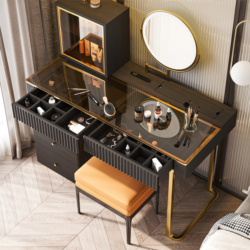 POVISON VB083DW Modern Makeup Vanity Table Set with LED Mirror 120cm