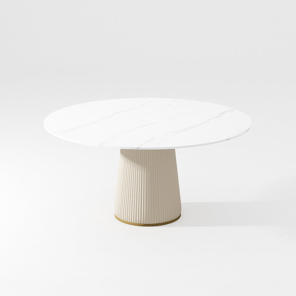 POVISON Lira DT8014 Round Dining Table Sintered Stone White