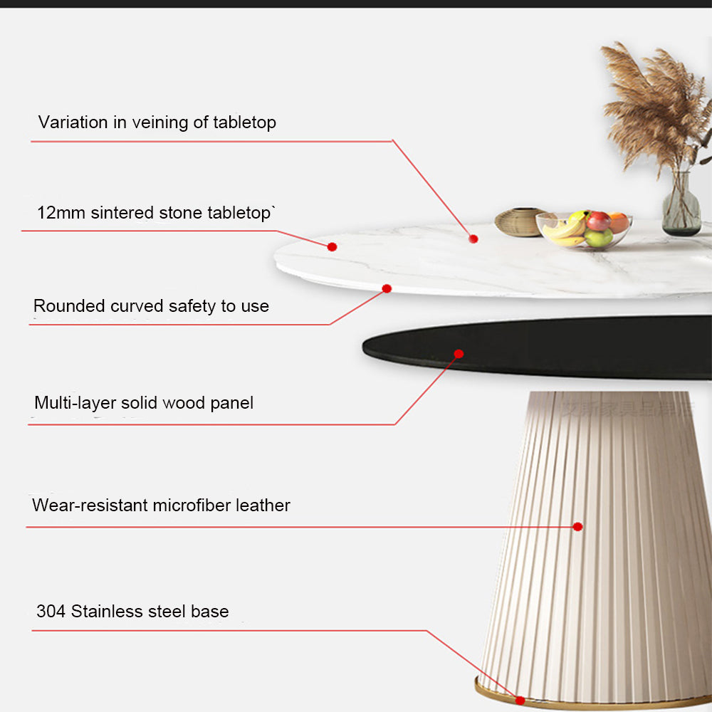 POVISON Lira DT8014 Round Dining Table Sintered Stone White