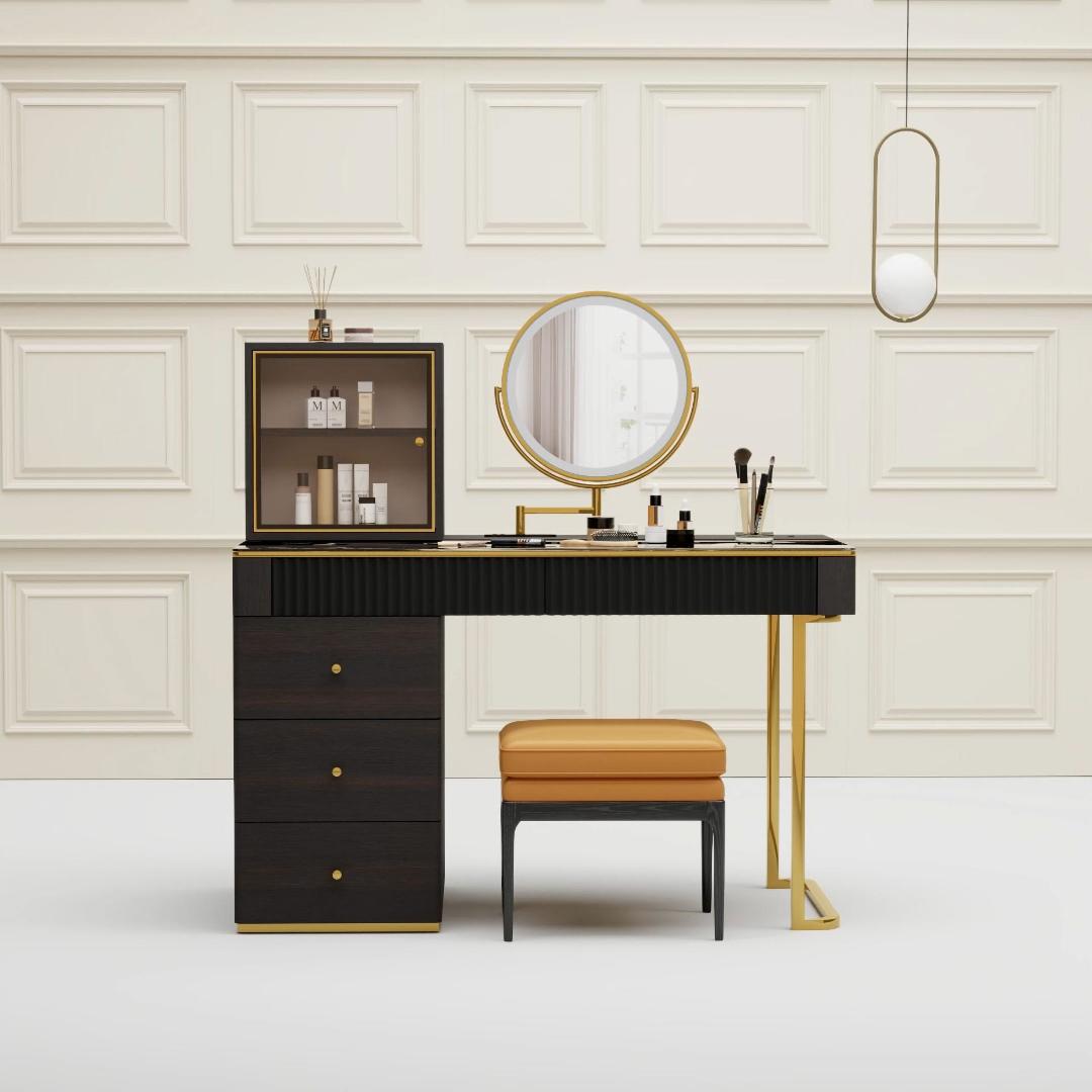 POVISON VB083DW Modern Makeup Vanity Table Set with LED Mirror 120cm