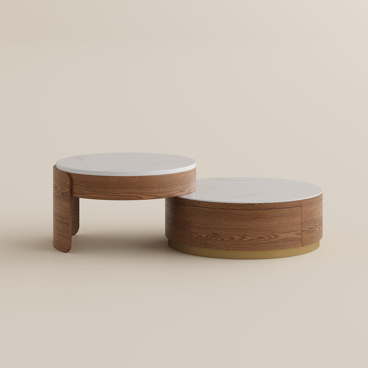 POVISON Lift-Top Nesting Coffee Table Set of 2 Sintered Stone 80cm