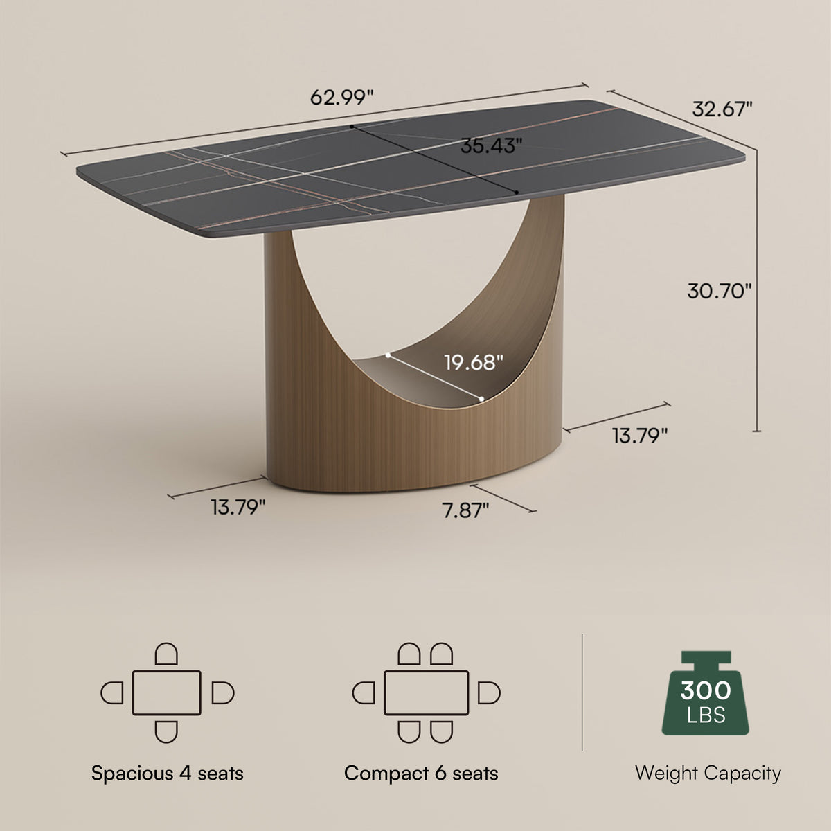 POVISON Hobart Rectangular Dining Table Sintered Stone