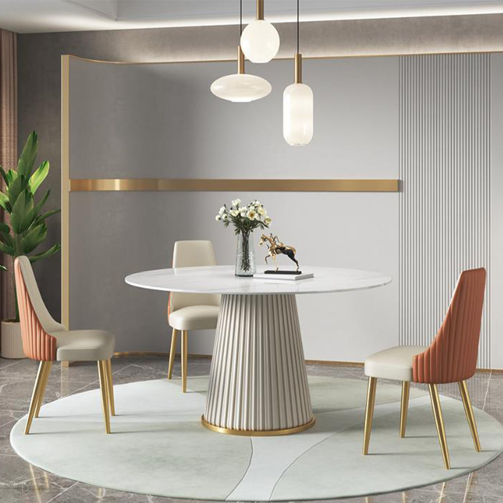 POVISON Lira DT8014 Round Dining Table Sintered Stone White