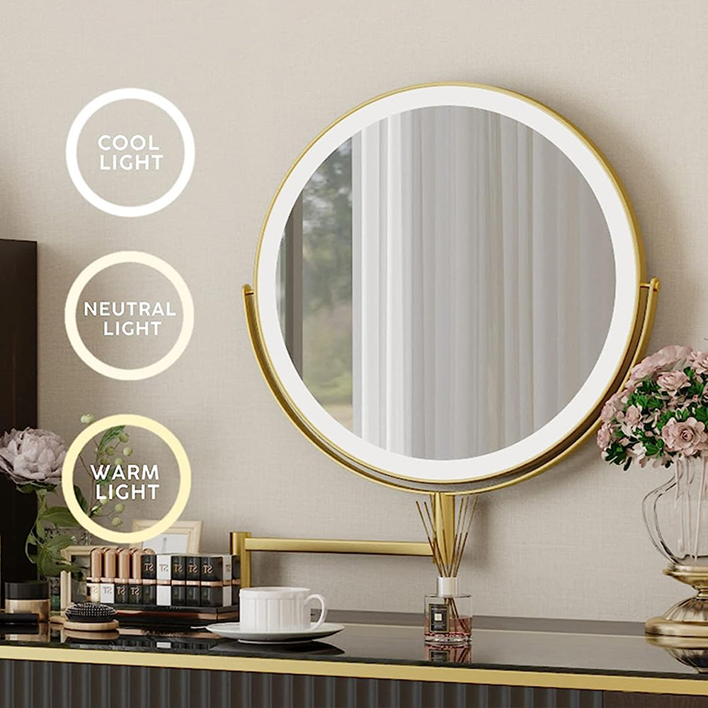POVISON VB083DW Modern Makeup Vanity Table Set with LED Mirror 120cm