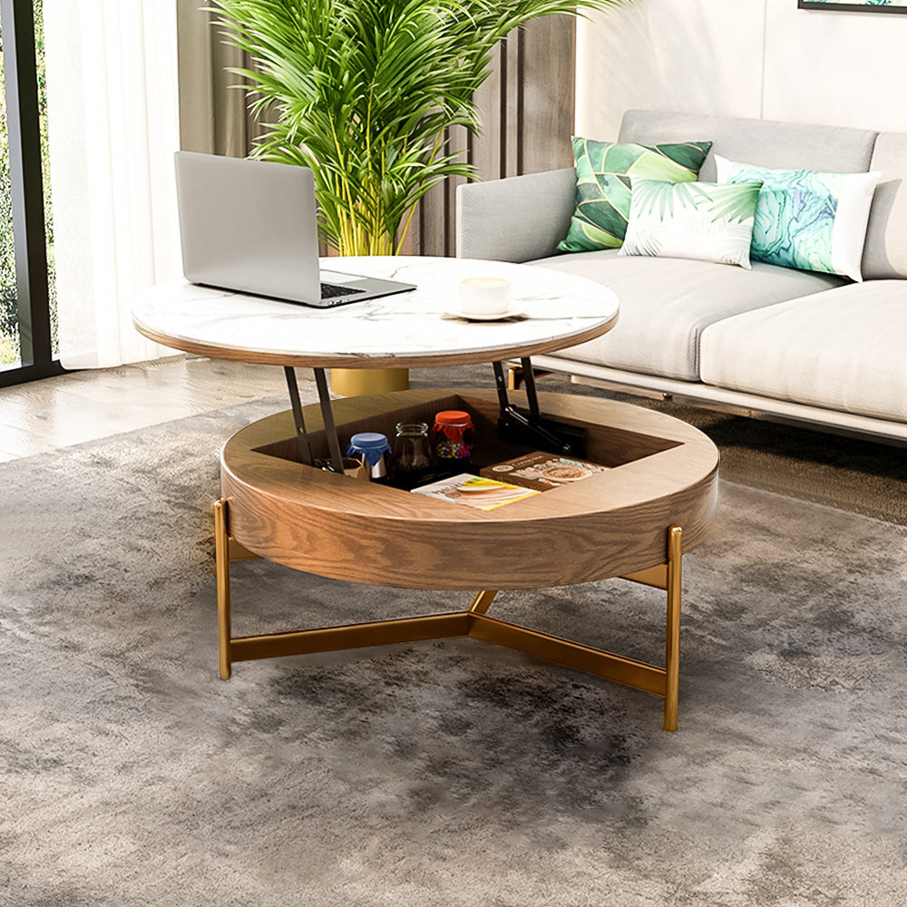 POVISON Lift-Top Coffee Table with Storage Sintered Stone 80cm